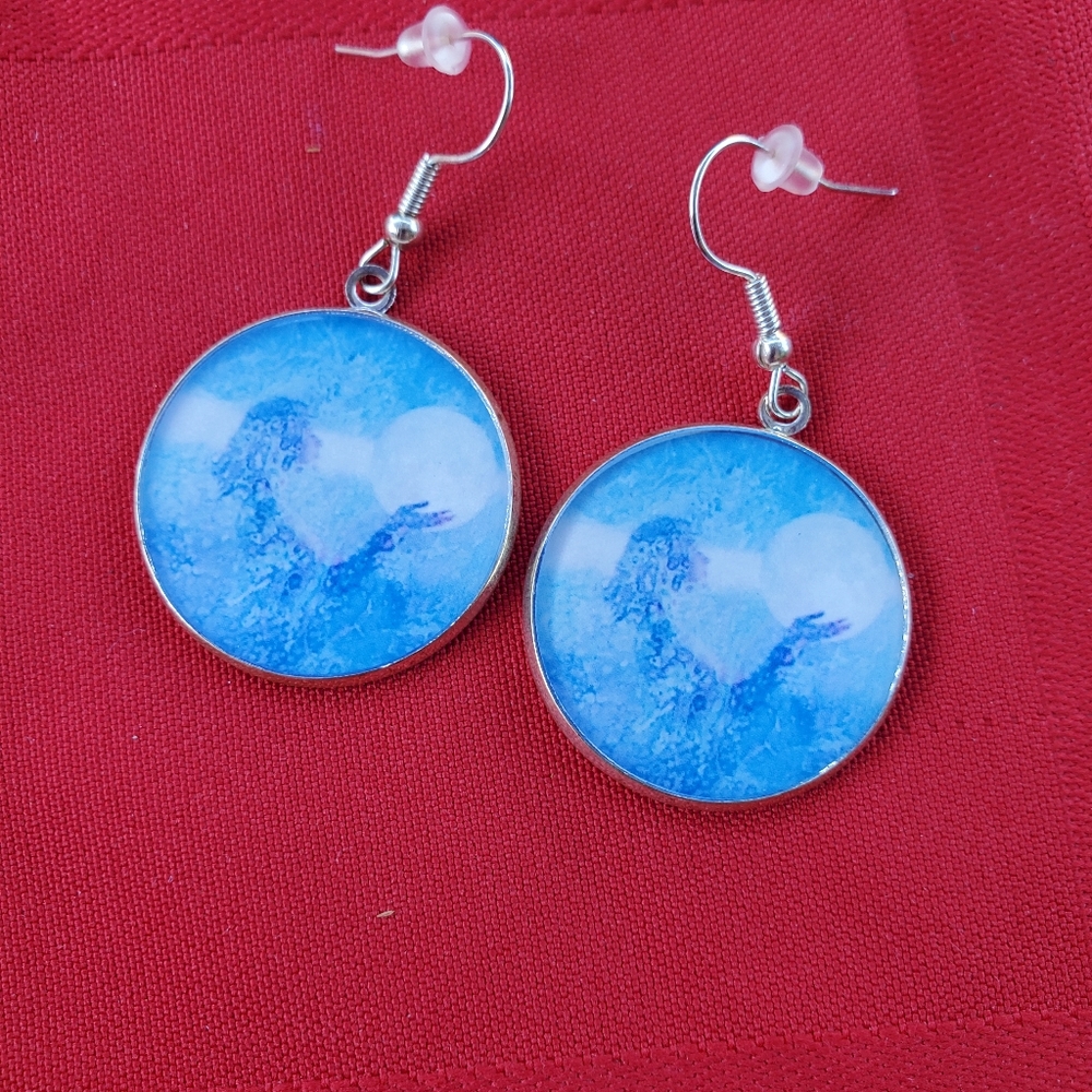 Gravity Moon lady dangle earrings
